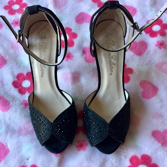 Woman elegant strapped high heel Black shoes 7.5 - Picture 2 of 8